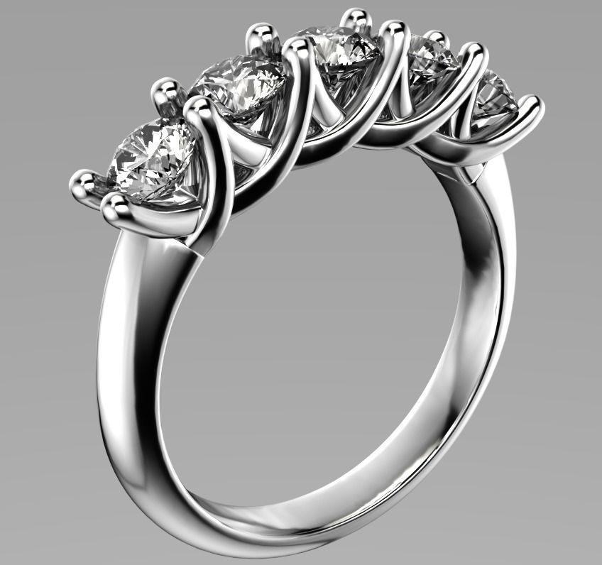 5 Stone Crisscross Claw Setting Ring Equaling 1ct 3D print model_2