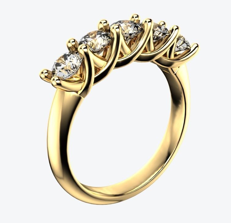 5 Stone Crisscross Claw Setting Ring Equaling 1ct 3D print model_4