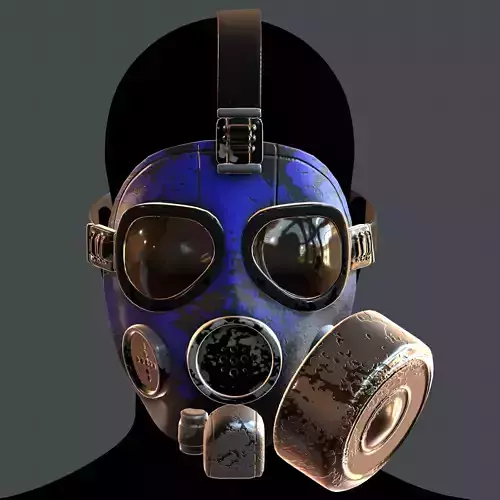 Gas mask helmet 3d model scifi Low-poly 
