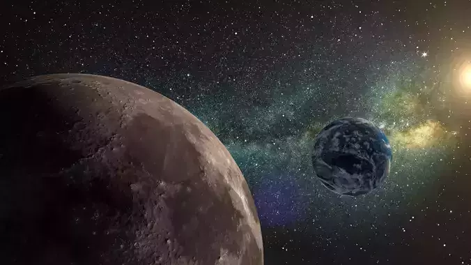 Planet Earth and Moon