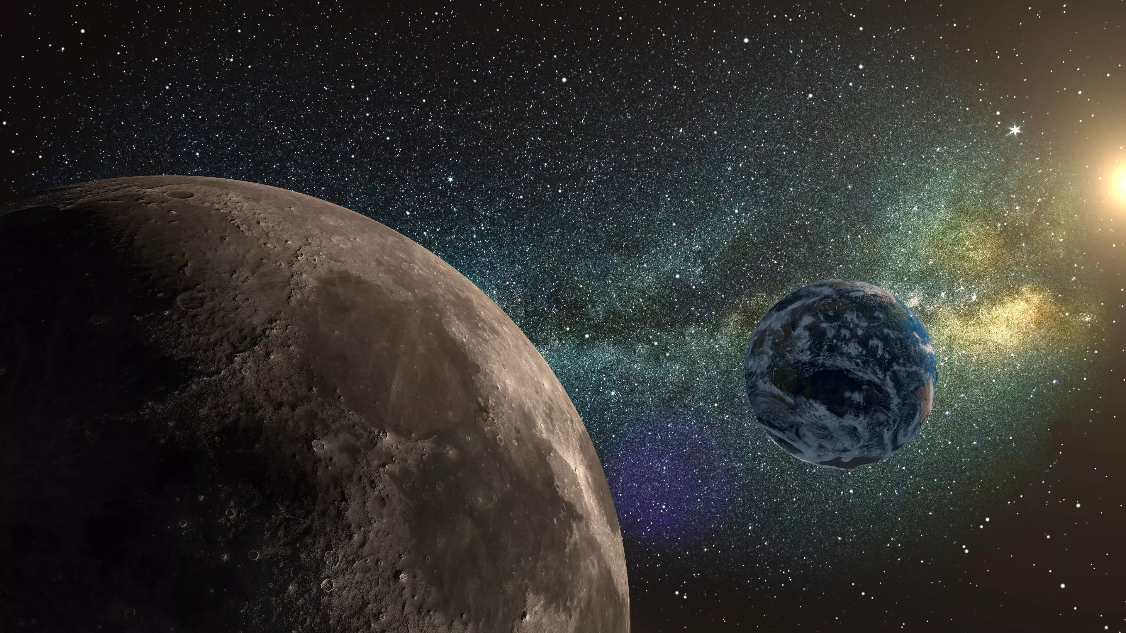 Planet Earth and Moon 3D model