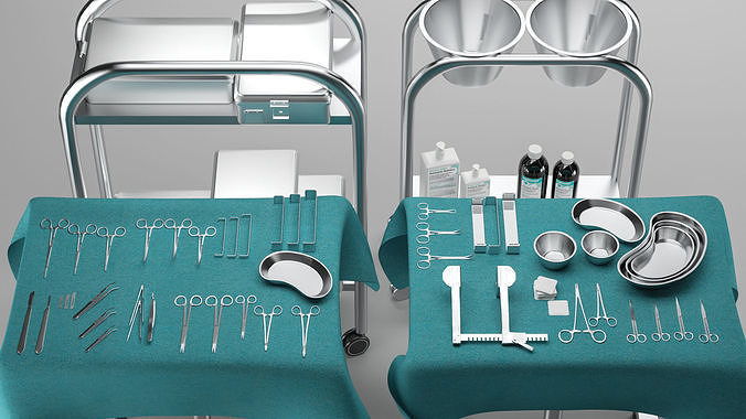 Surgical Instruments 3D Model Low-poly 3D model
