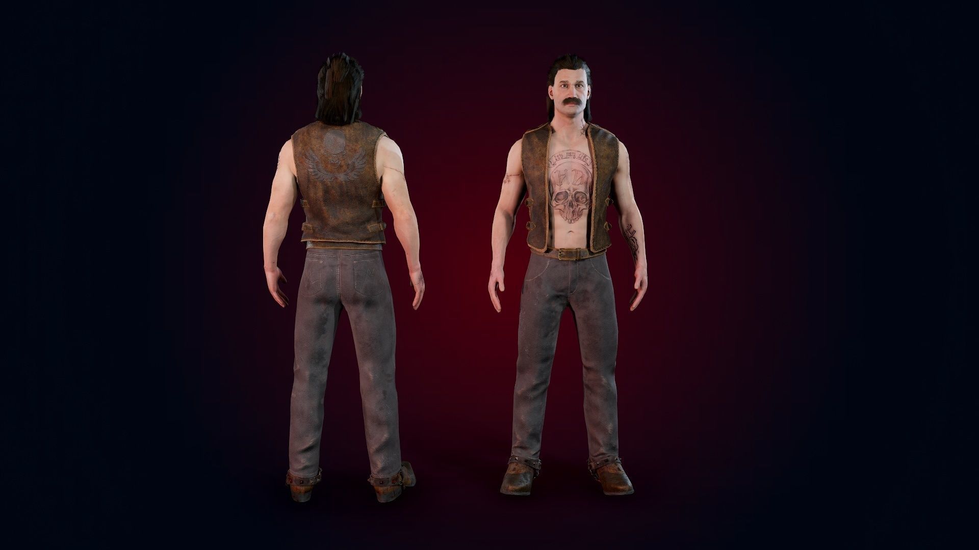 Man machete Low-poly 3D model_6