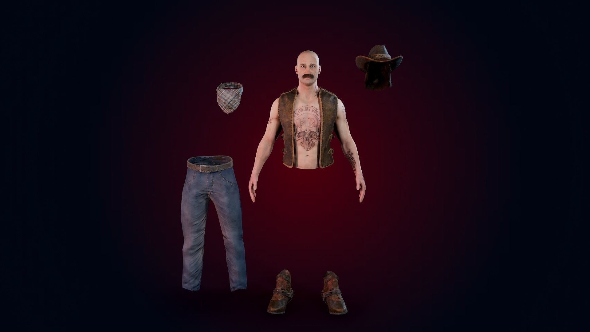 Man machete Low-poly 3D model_10