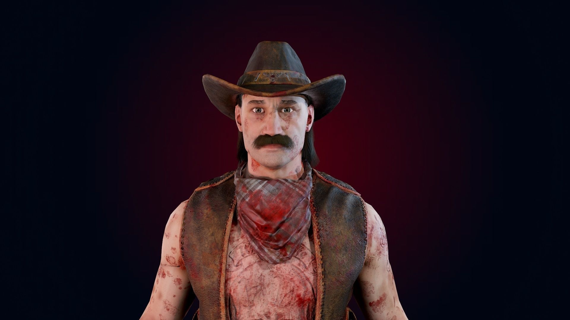 Man machete Low-poly 3D model_3