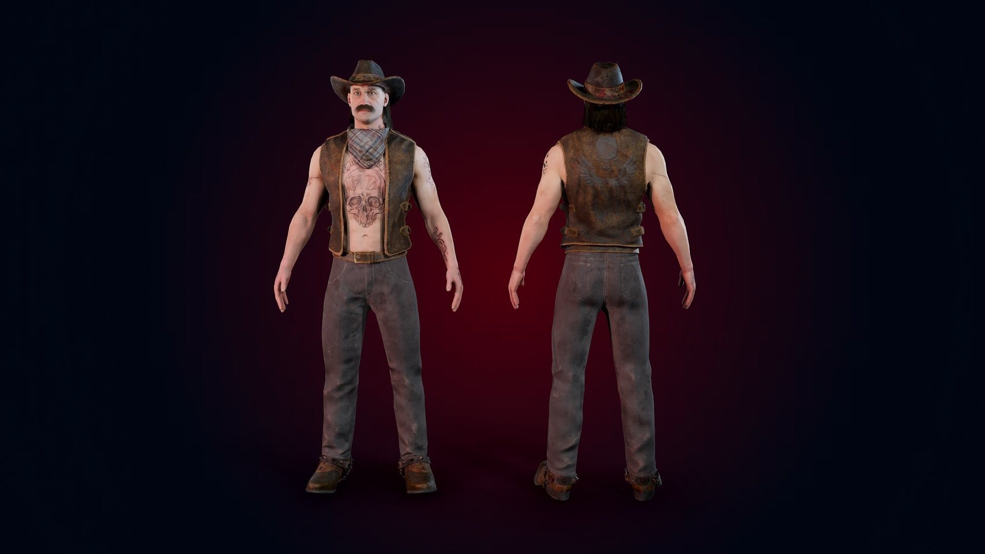 Man machete Low-poly 3D model_4