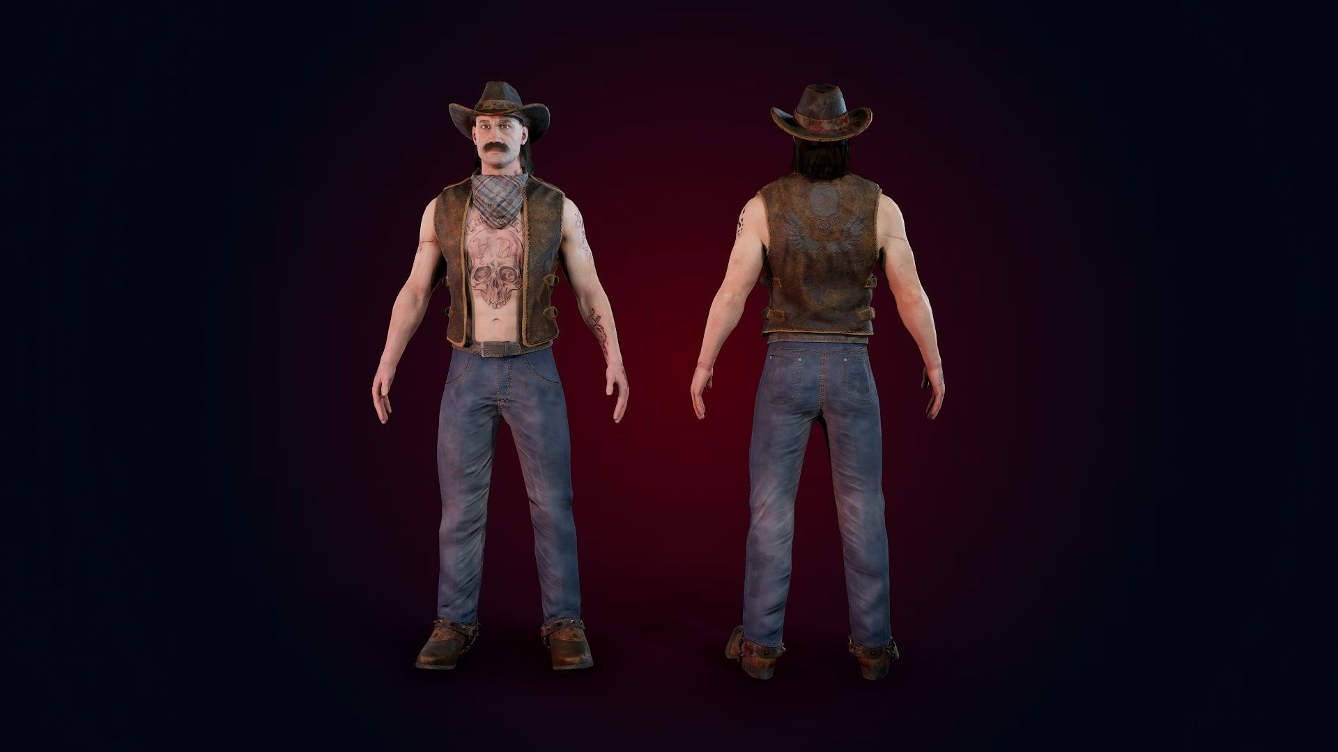 Man machete Low-poly 3D model_7