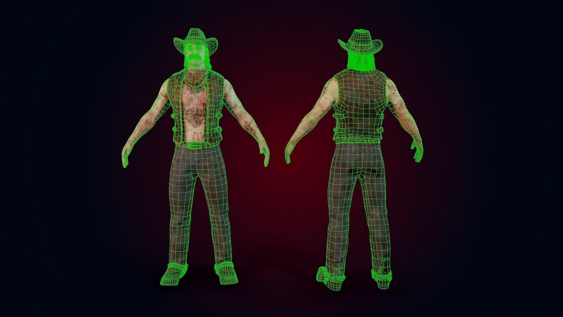Man machete Low-poly 3D model_12