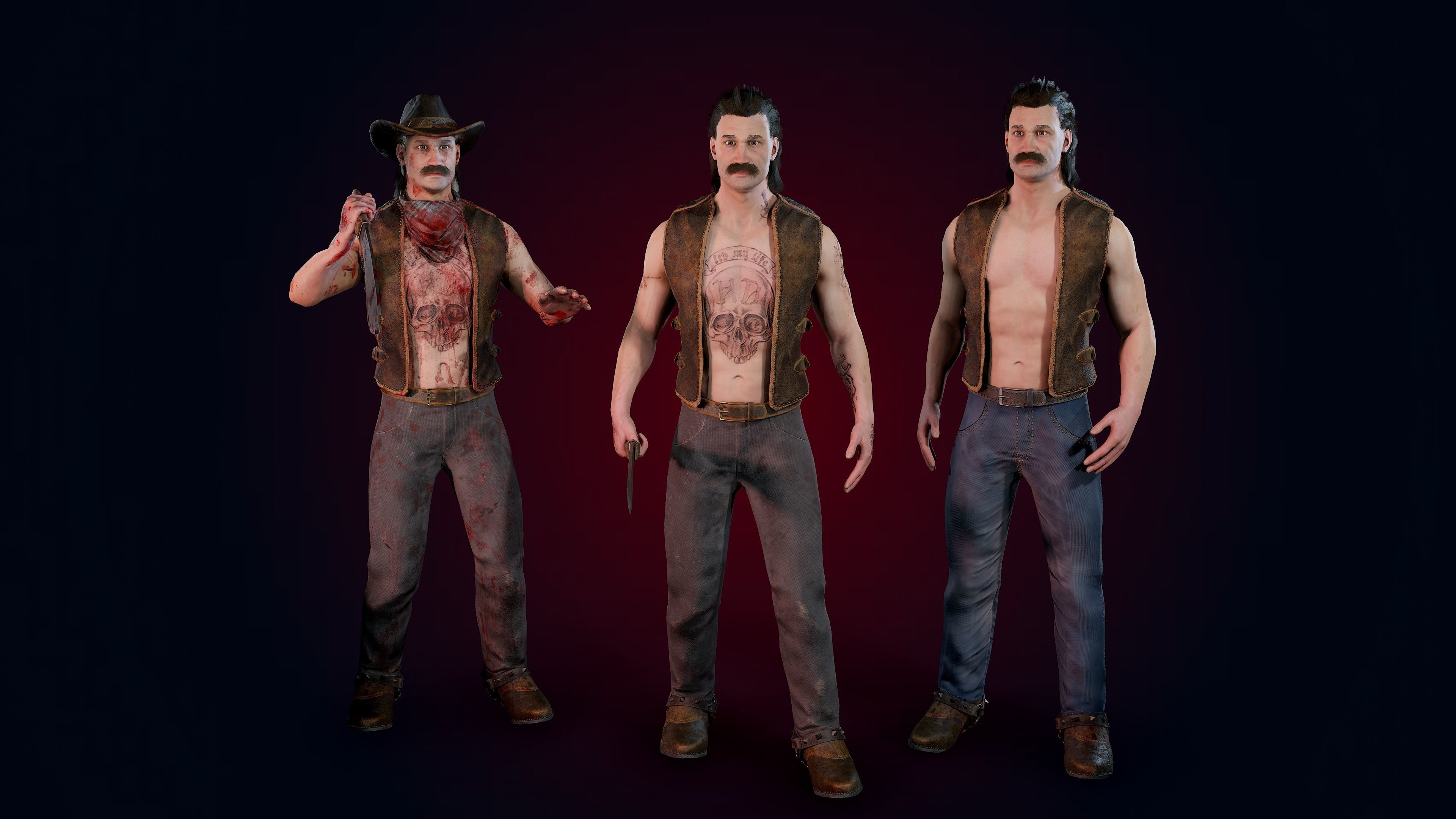 Man machete Low-poly 3D model_0