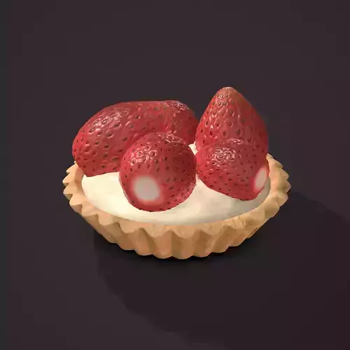 Simple Strawberry Tart Low-poly 3D model