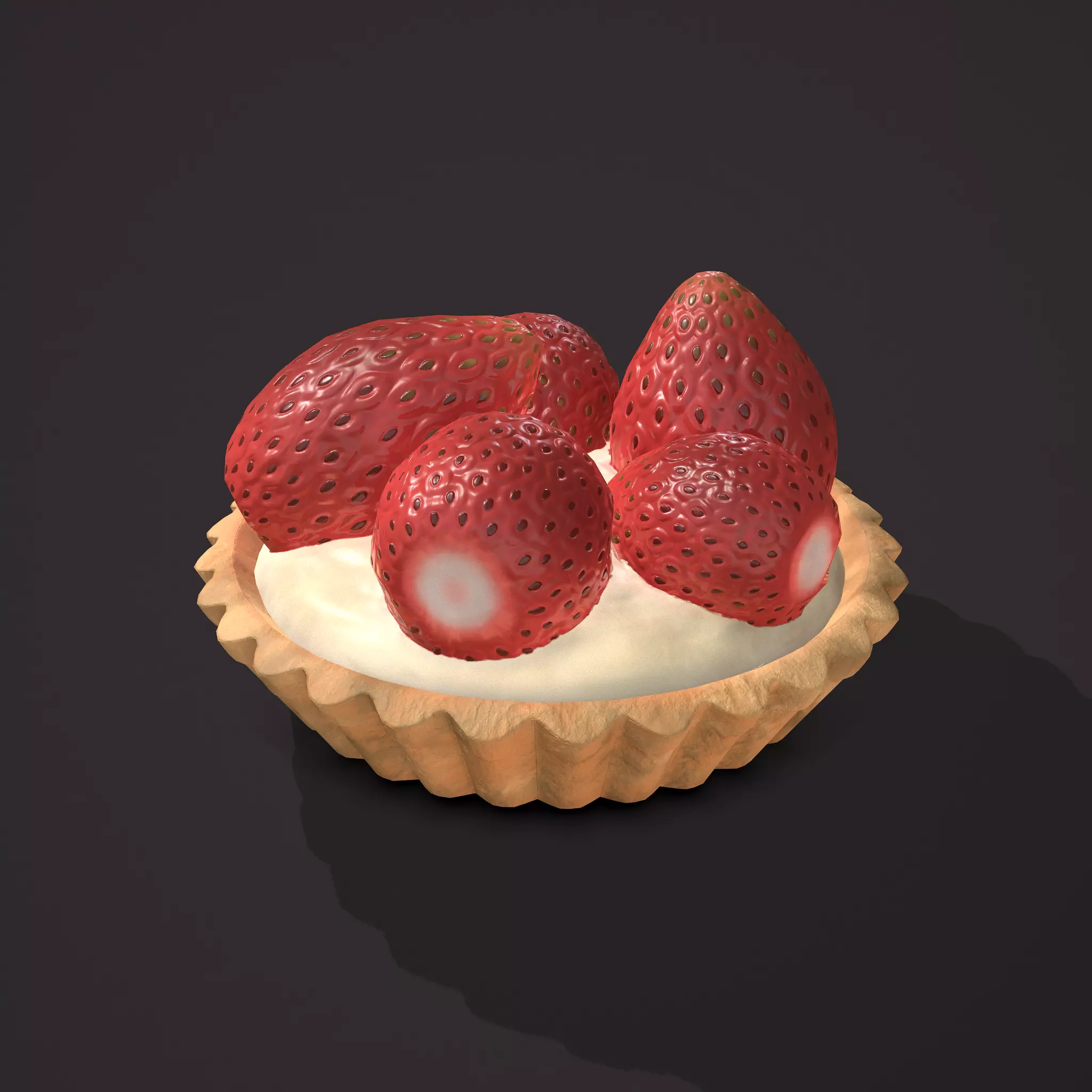 Simple Strawberry Tart Low-poly 3D model_0