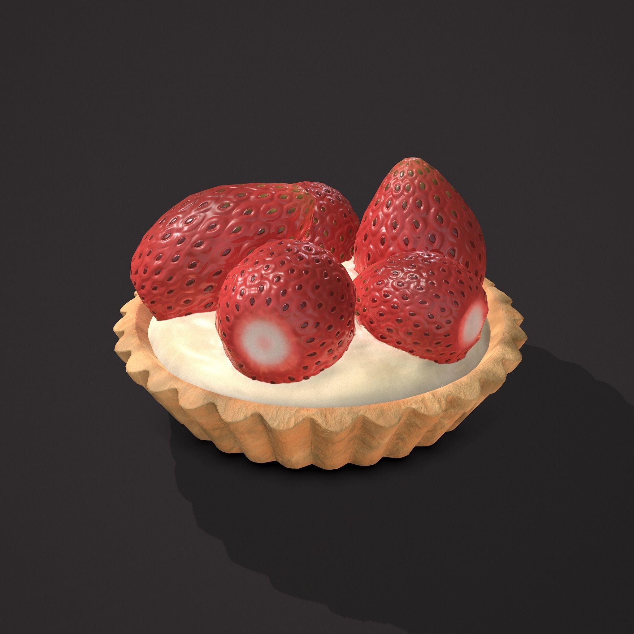 Simple Strawberry Tart Low-poly 3D model_36