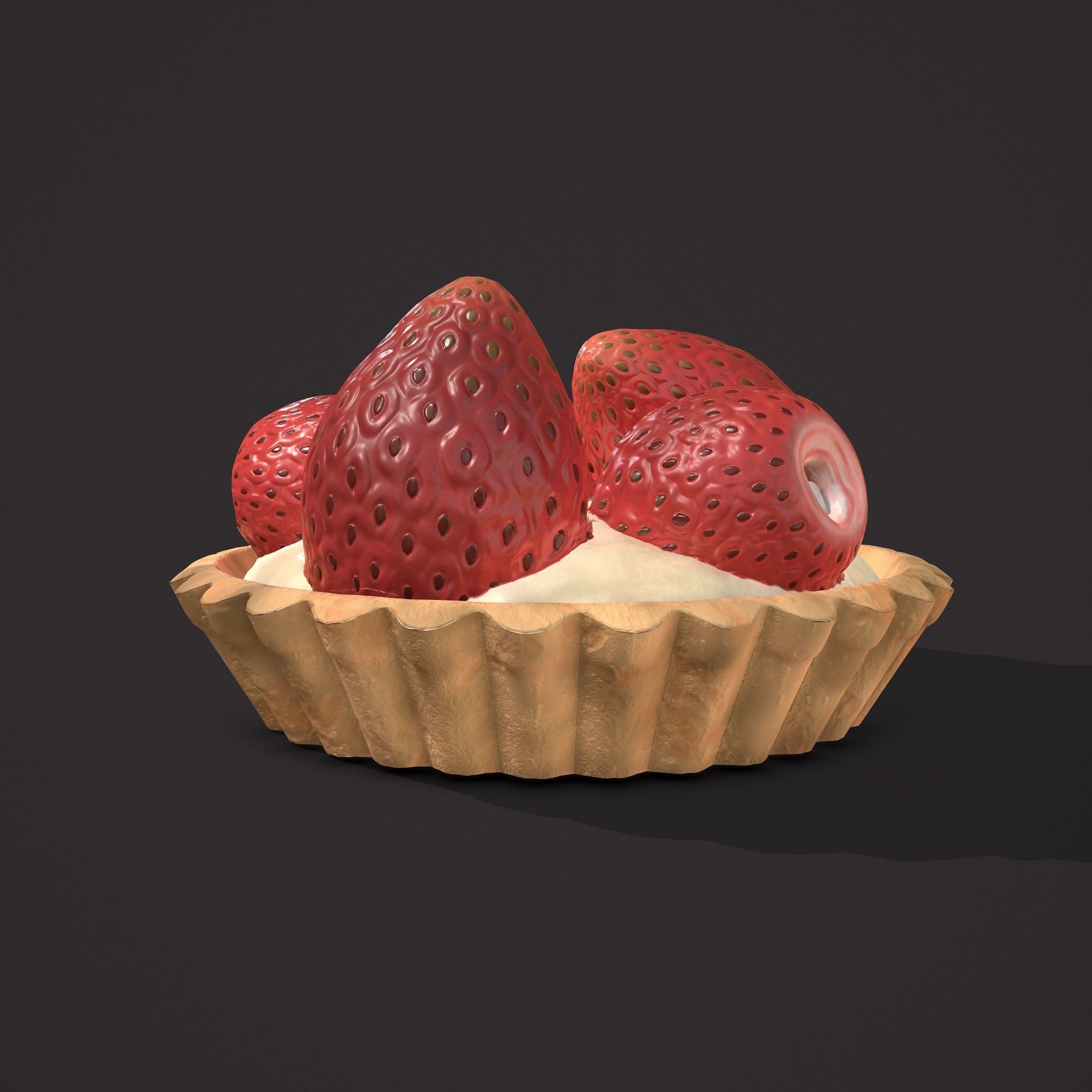 Simple Strawberry Tart Low-poly 3D model_13