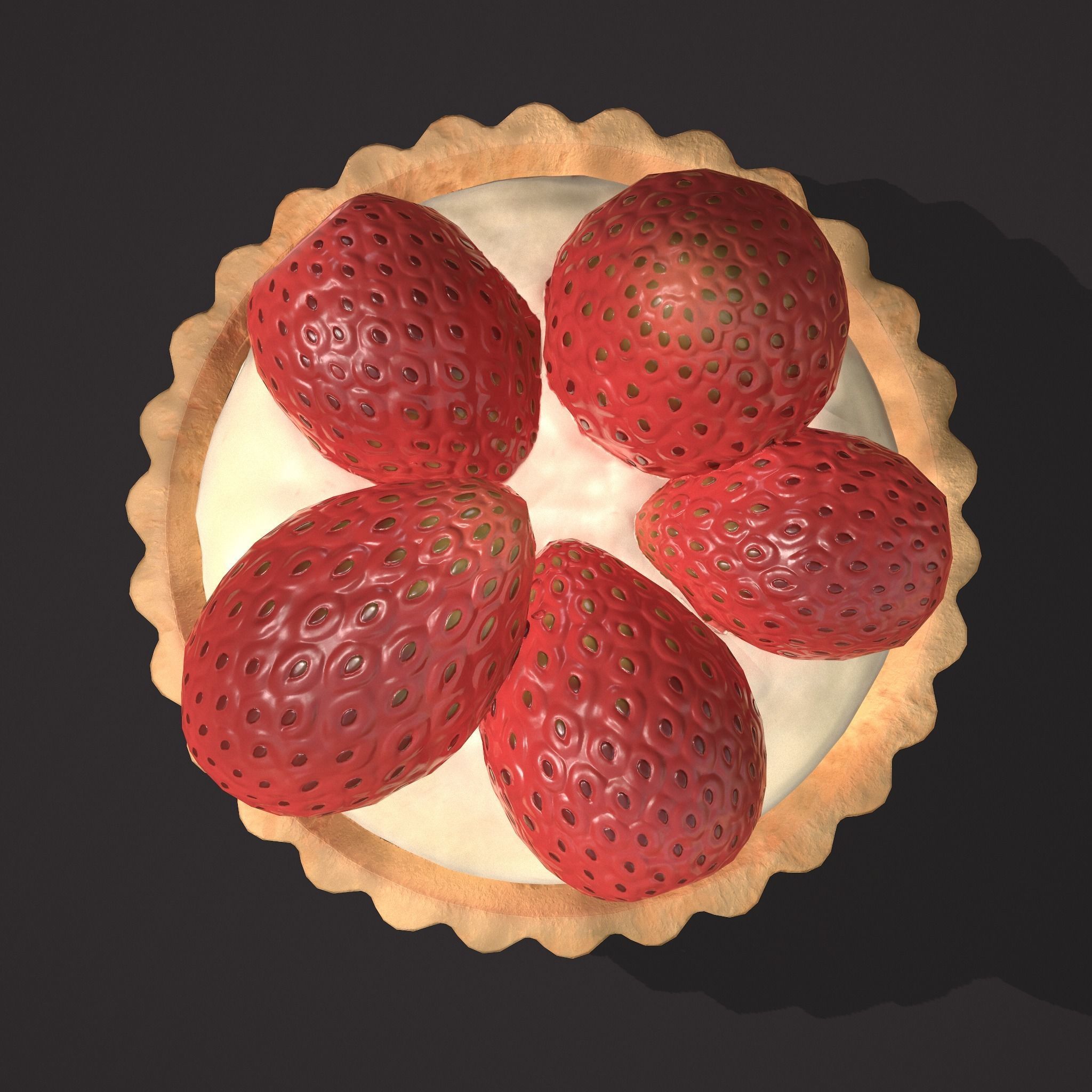 Simple Strawberry Tart Low-poly 3D model_21