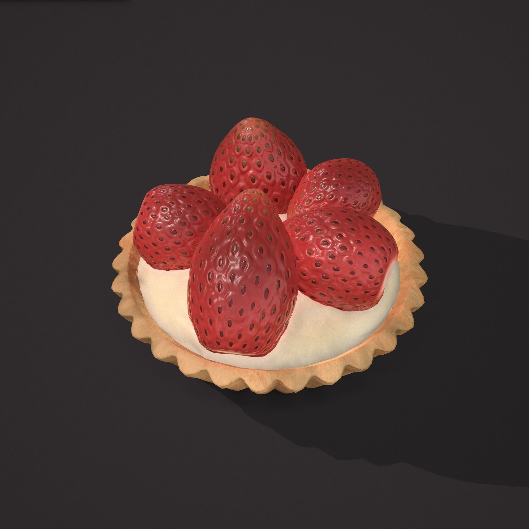 Simple Strawberry Tart Low-poly 3D model_9