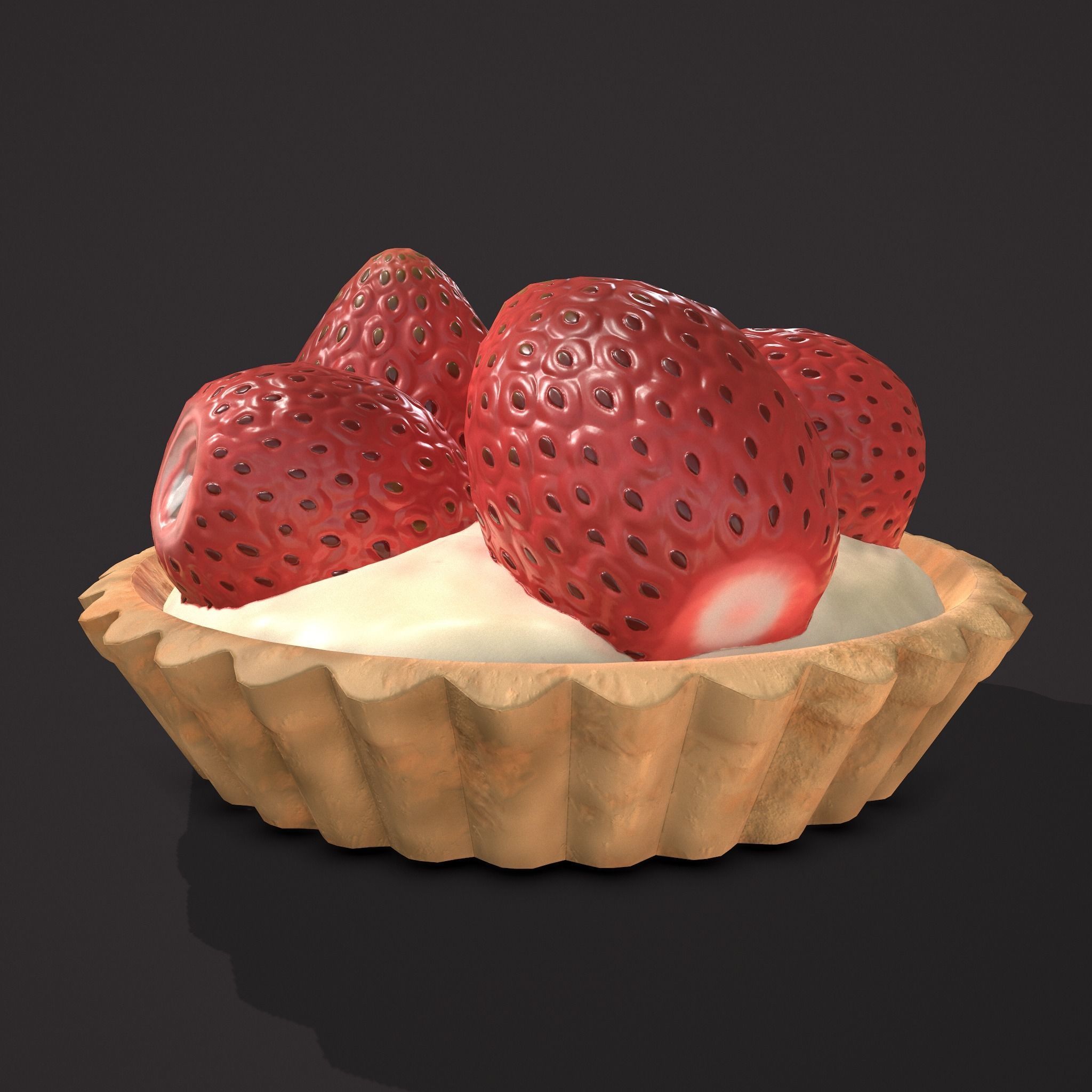 Simple Strawberry Tart Low-poly 3D model_18
