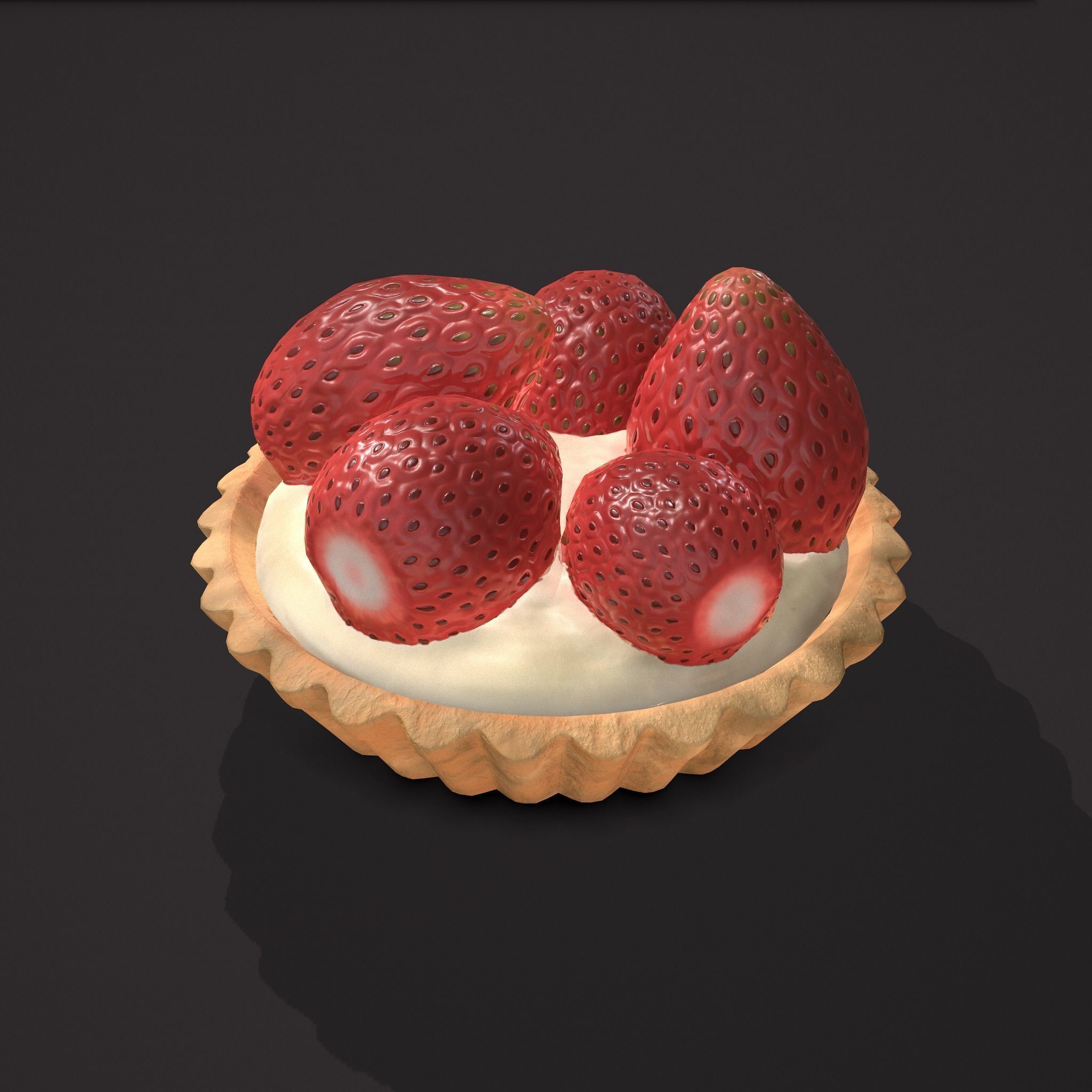 Simple Strawberry Tart Low-poly 3D model_20