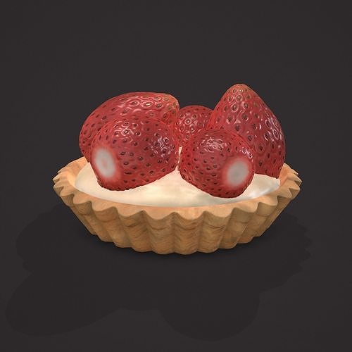 Simple Strawberry Tart Low-poly 3D model 6