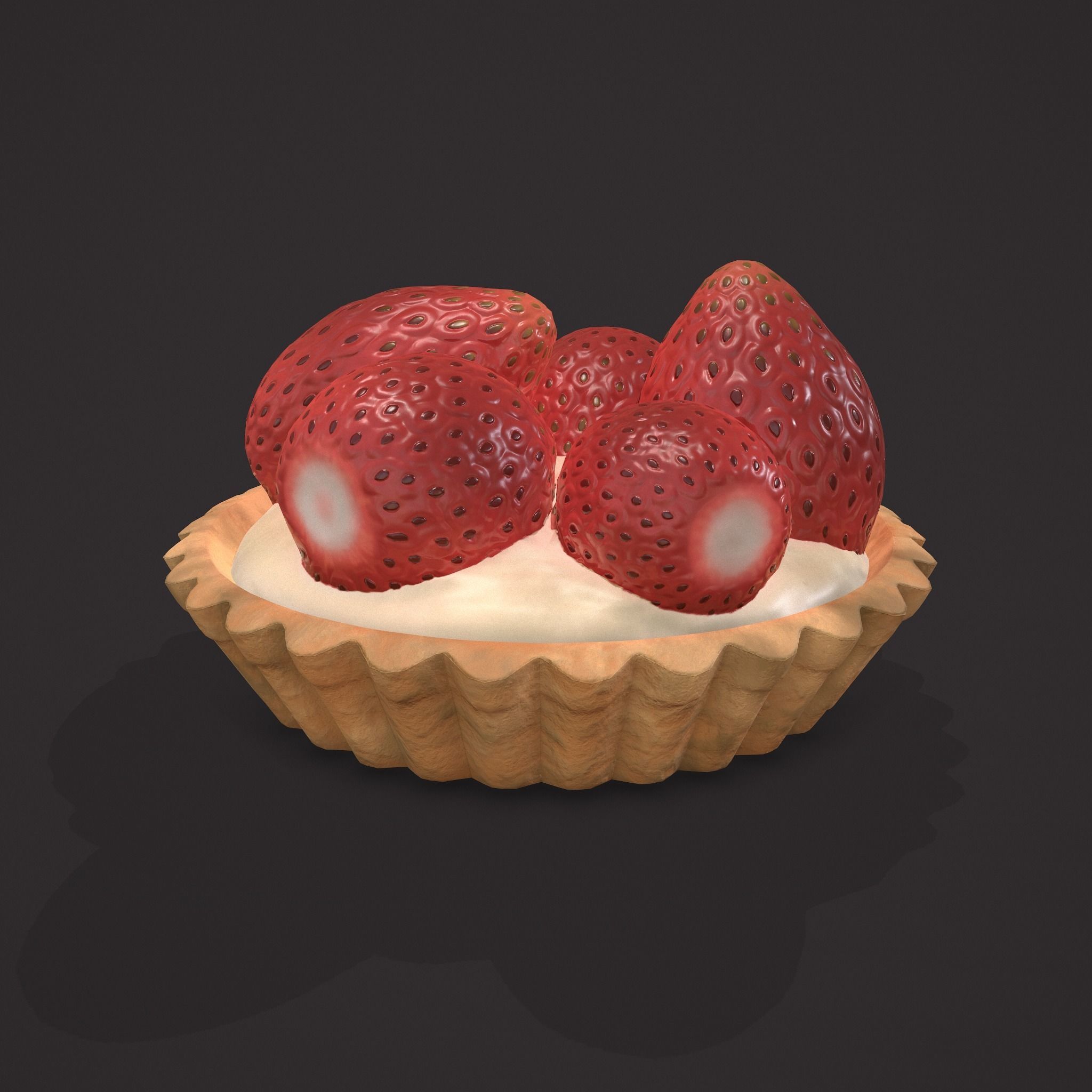 Simple Strawberry Tart Low-poly 3D model_6