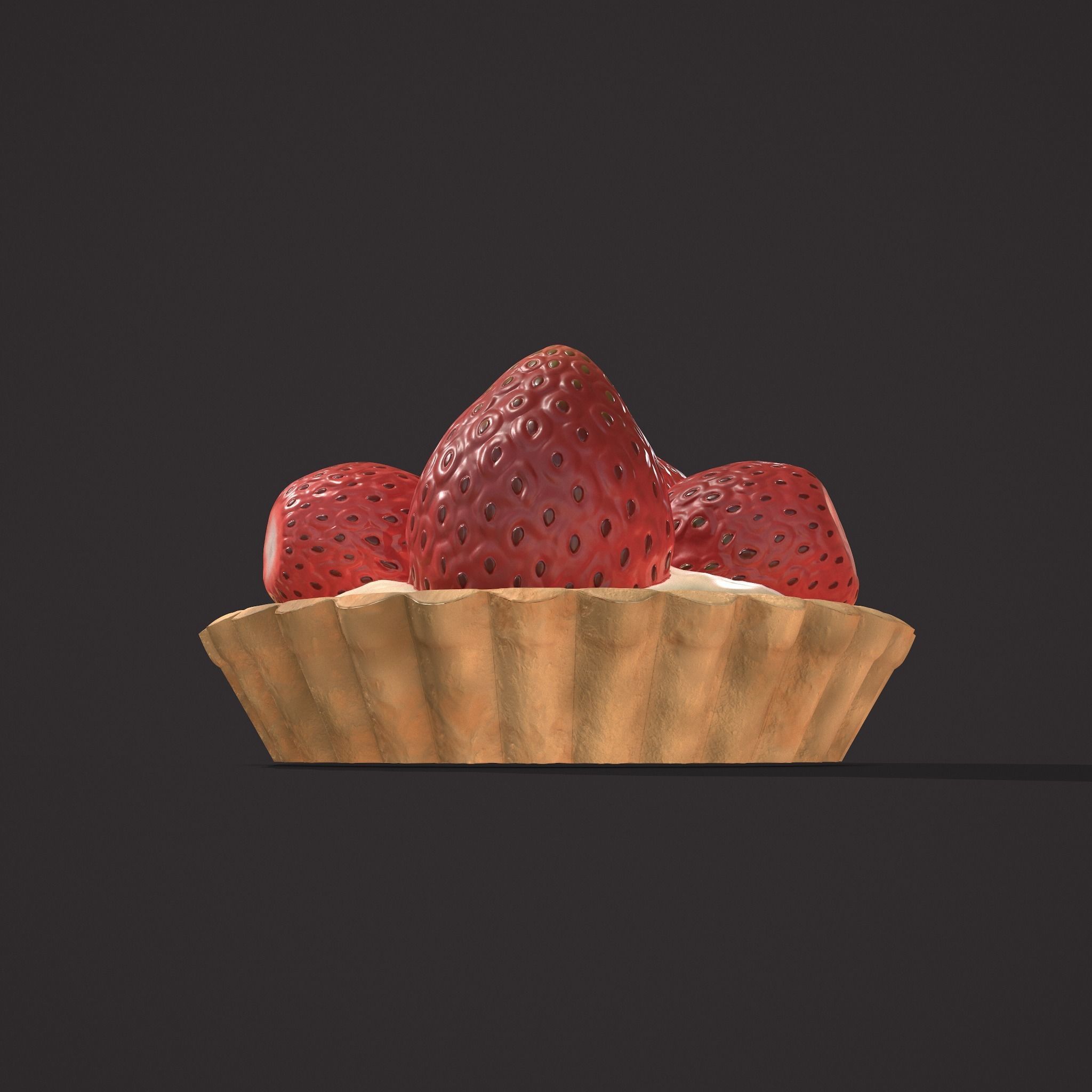 Simple Strawberry Tart Low-poly 3D model_15
