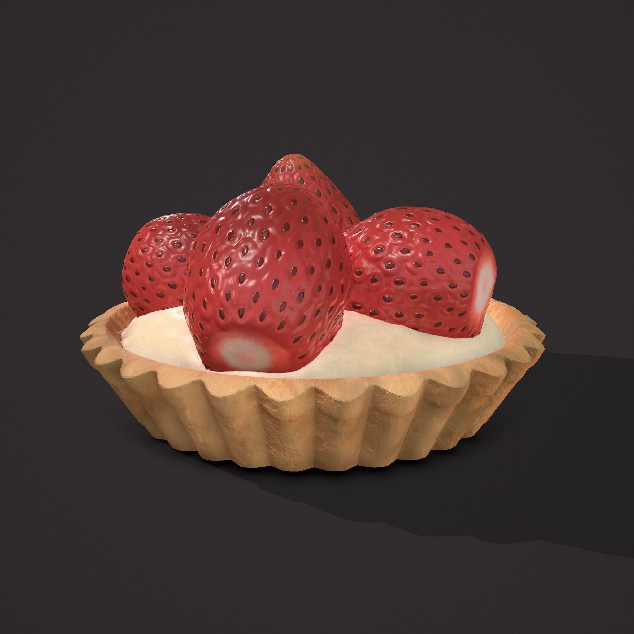 Simple Strawberry Tart Low-poly 3D model_8
