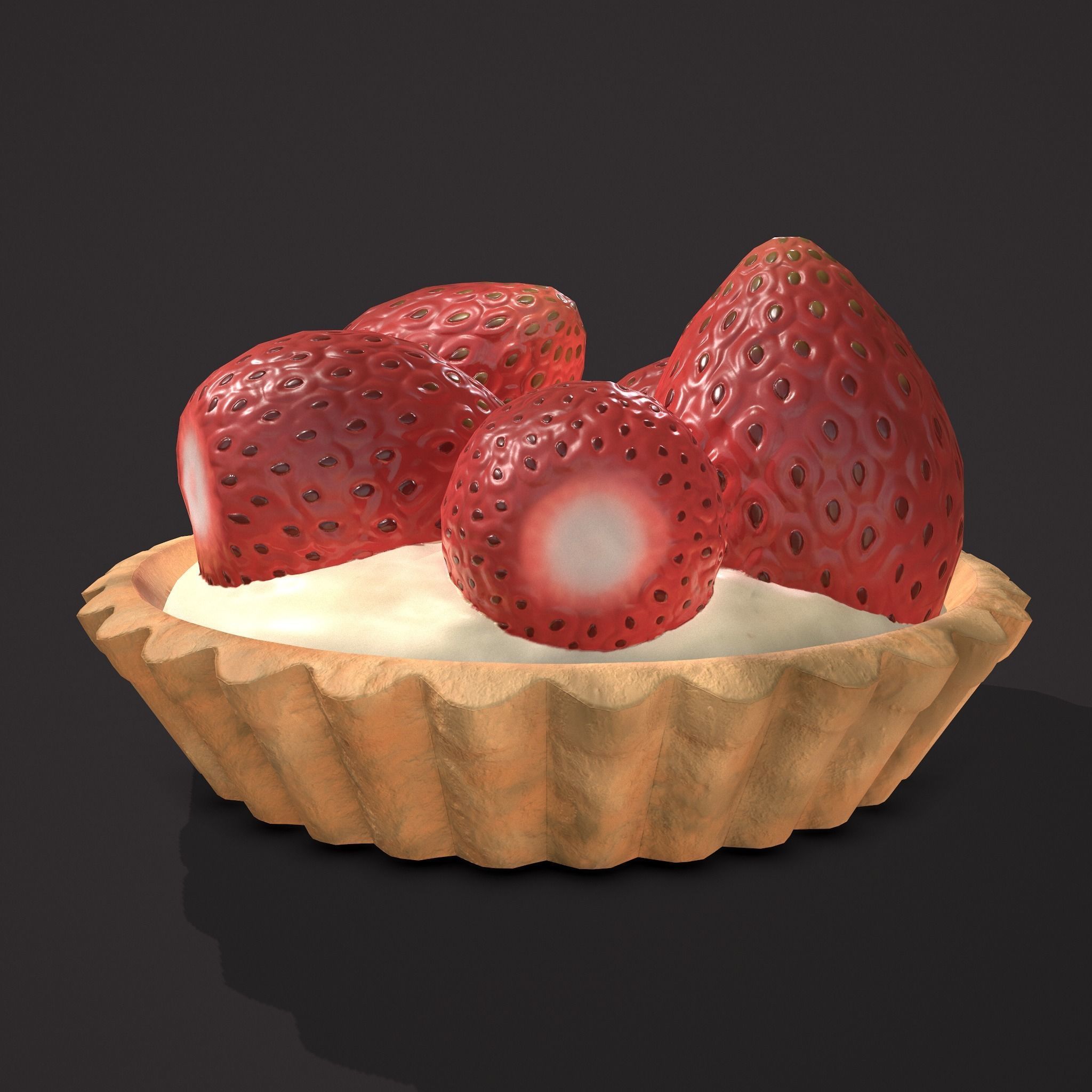 Simple Strawberry Tart Low-poly 3D model_4