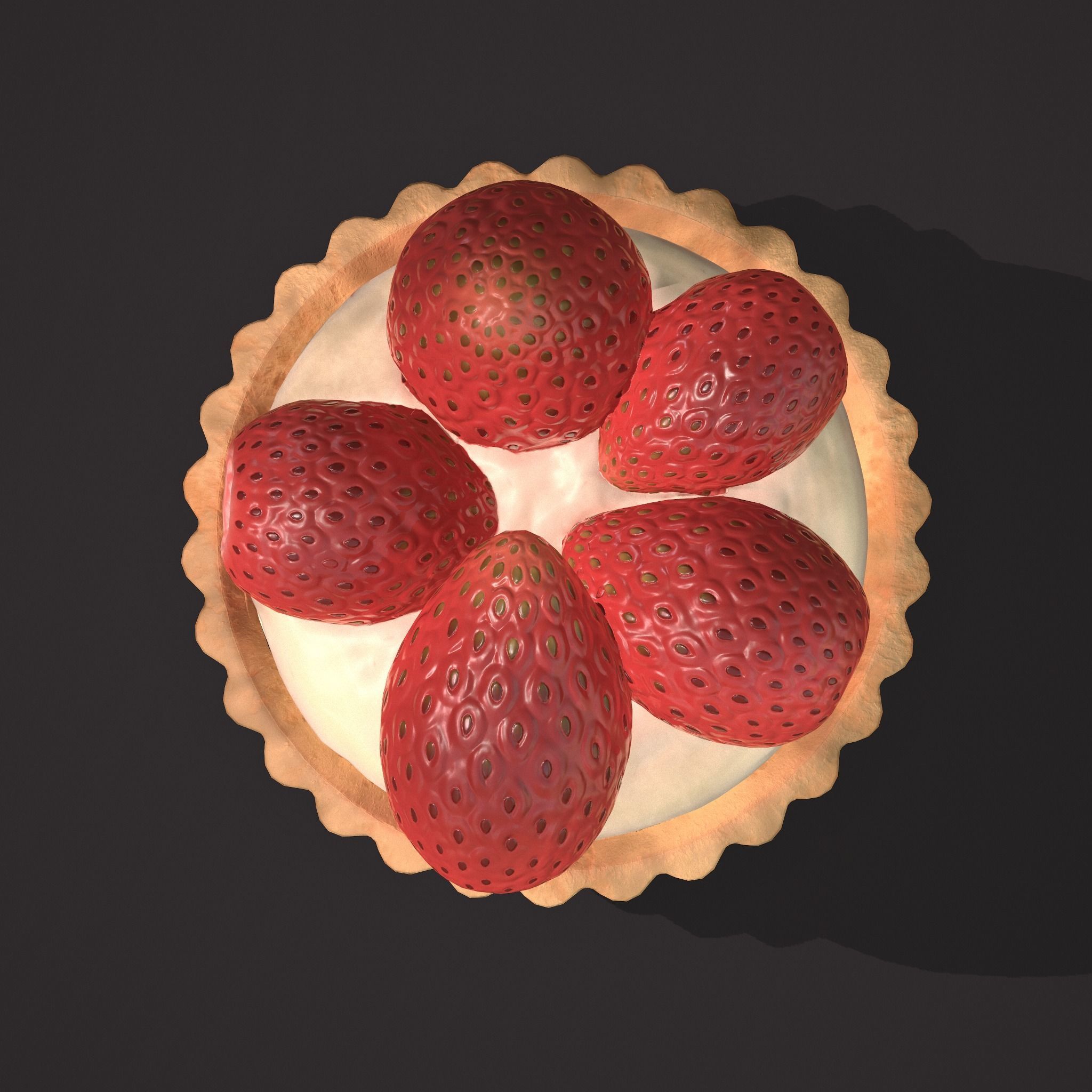 Simple Strawberry Tart Low-poly 3D model_10