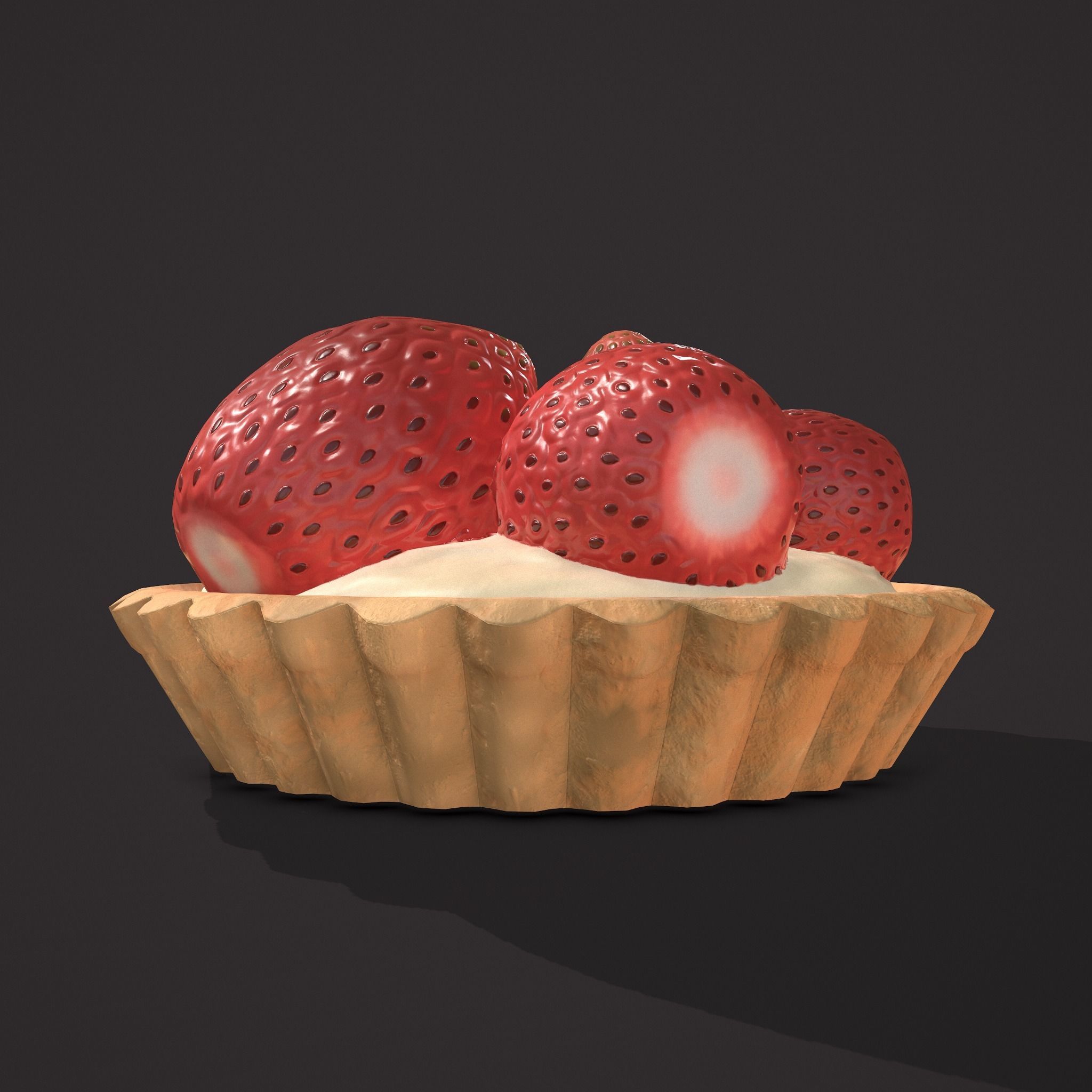 Simple Strawberry Tart Low-poly 3D model_11