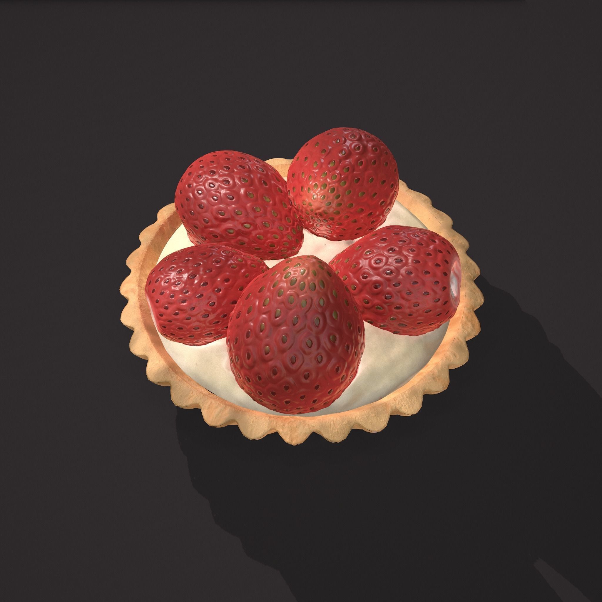 Simple Strawberry Tart Low-poly 3D model_17