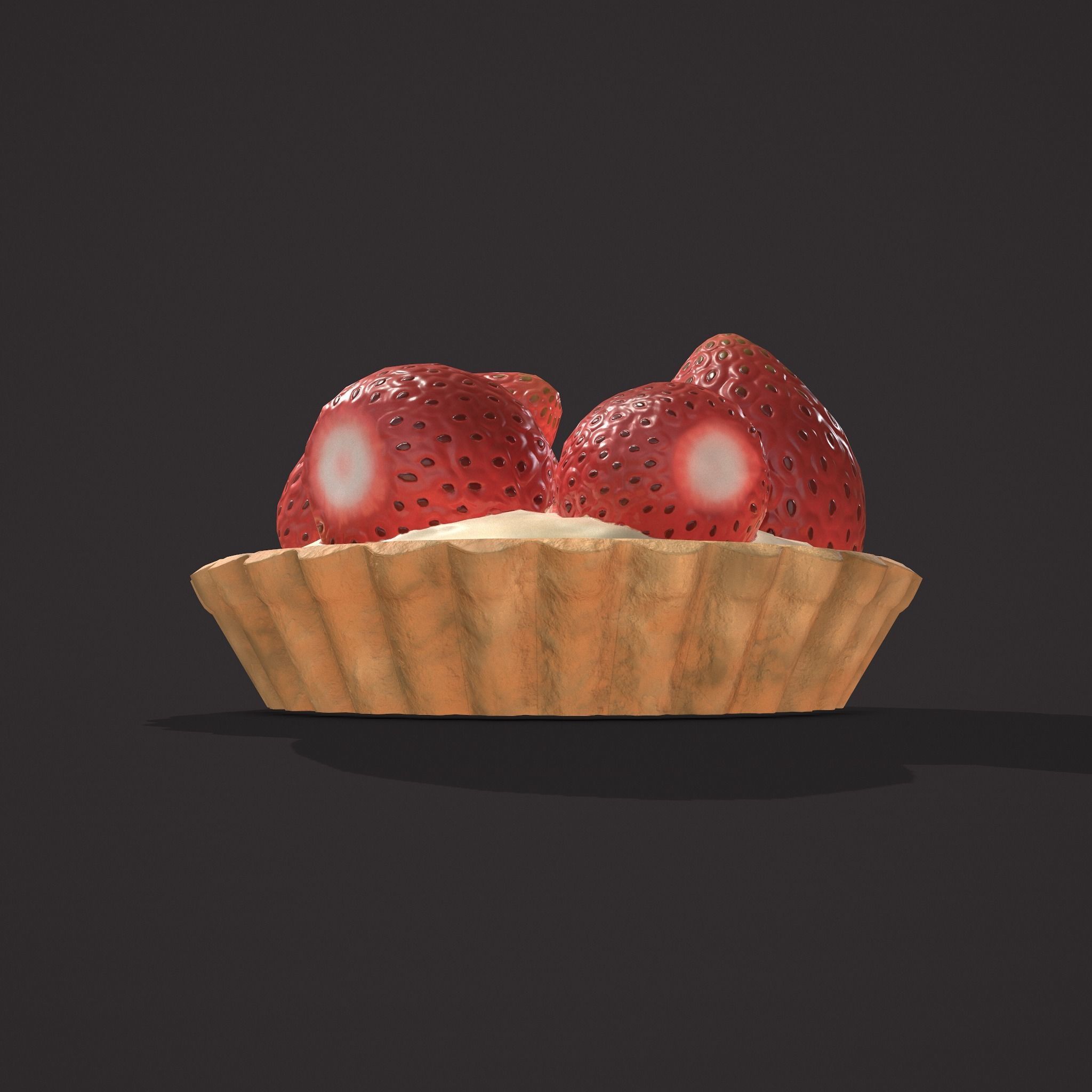 Simple Strawberry Tart Low-poly 3D model_19