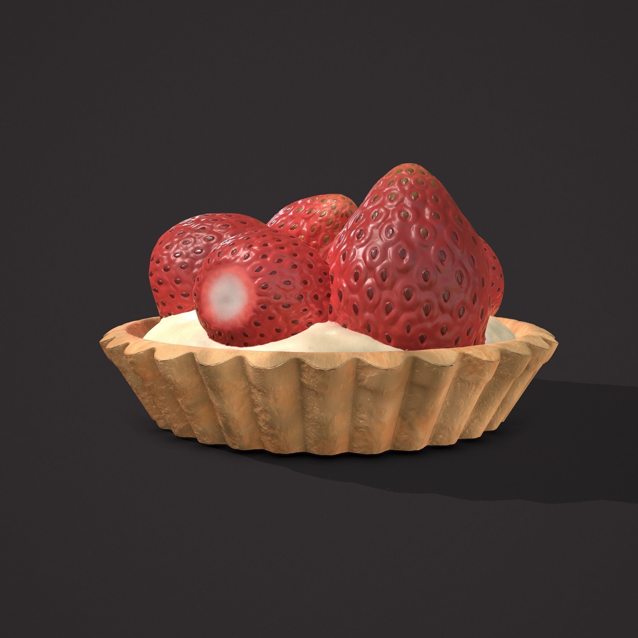 Simple Strawberry Tart Low-poly 3D model_14