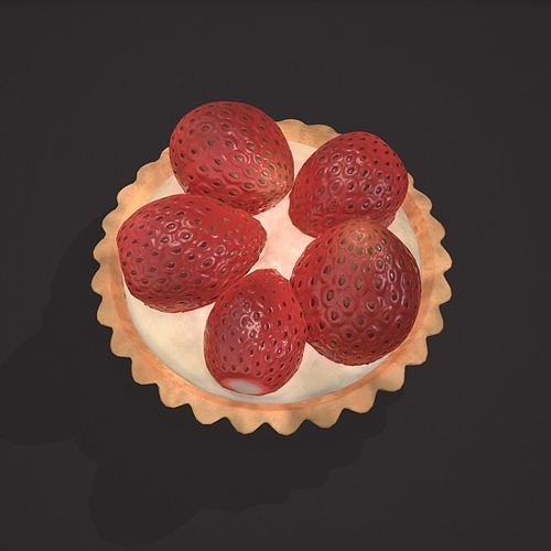 Simple Strawberry Tart Low-poly 3D model 7