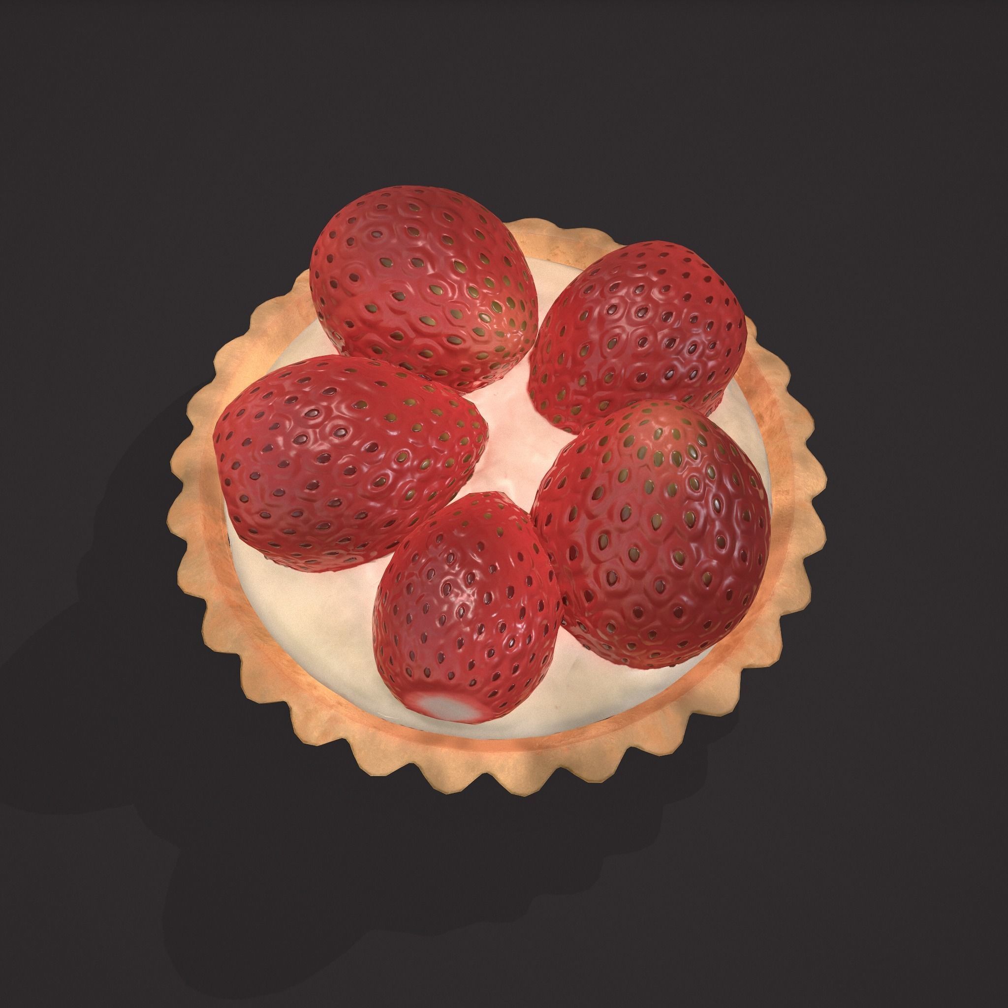 Simple Strawberry Tart Low-poly 3D model_7