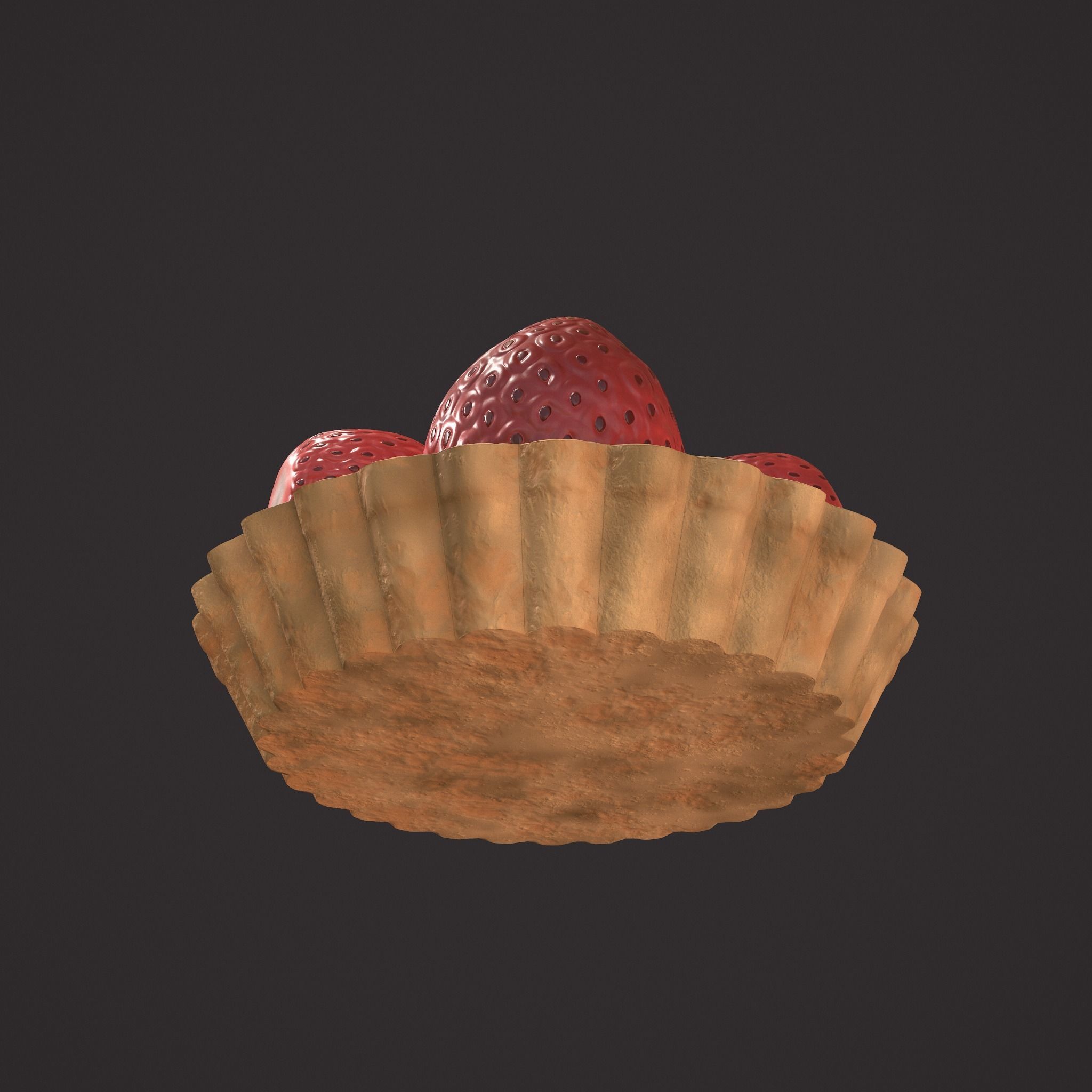 Simple Strawberry Tart Low-poly 3D model_16