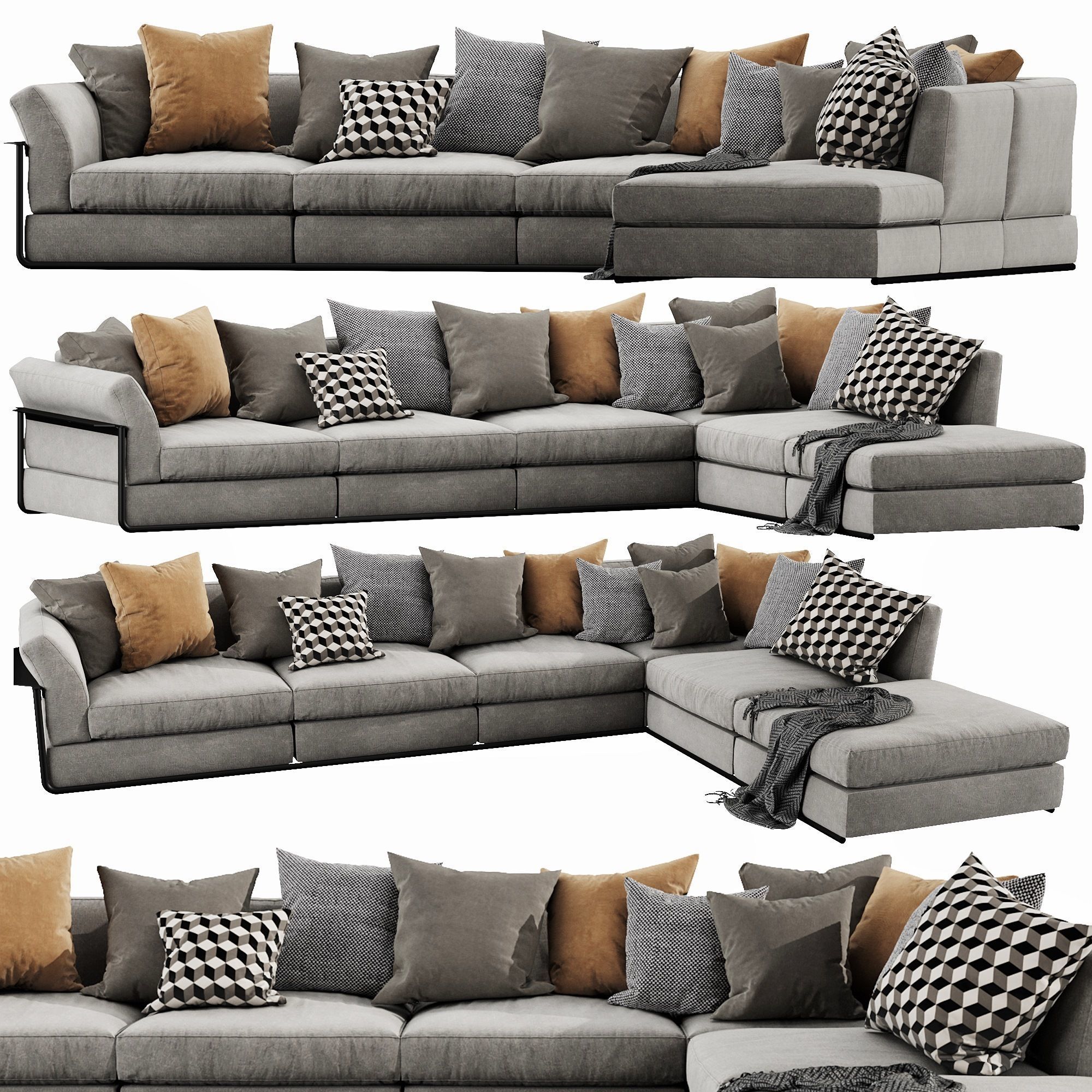 Flexform Zeno Sectional 3D model_7