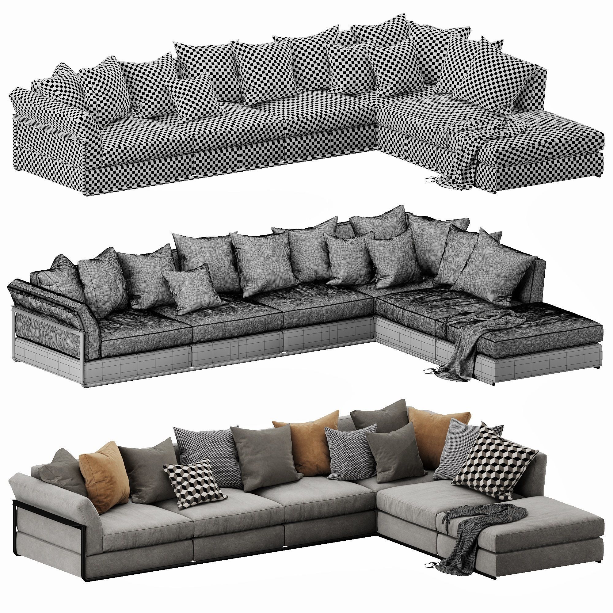 Flexform Zeno Sectional 3D model_5