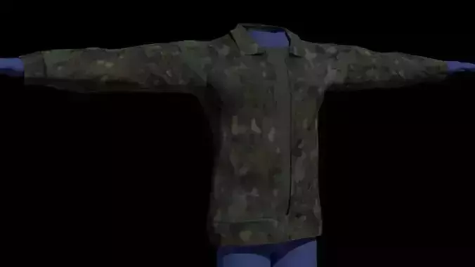 Jacket made on leather and with camo texture Low-poly 3D model