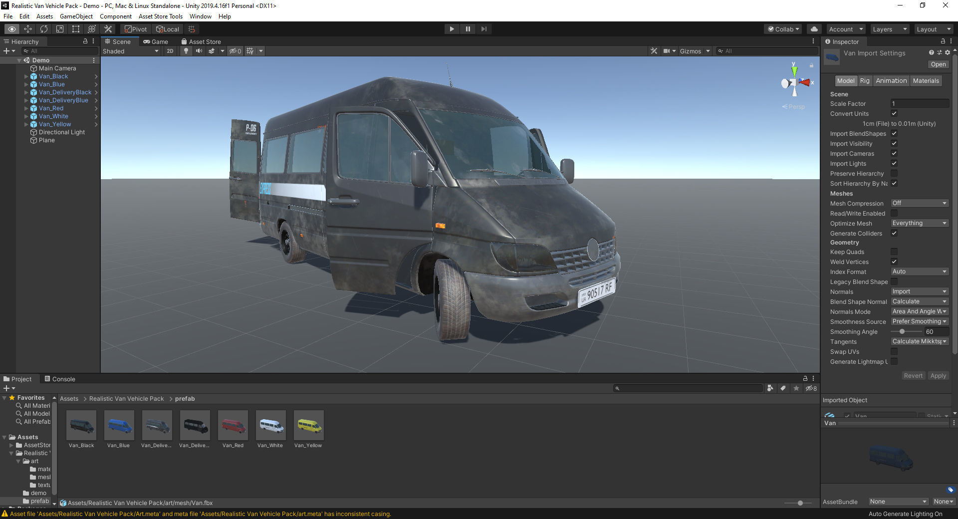 Realistic Van Vehicle Pack for Unity Low-poly 3D model_1
