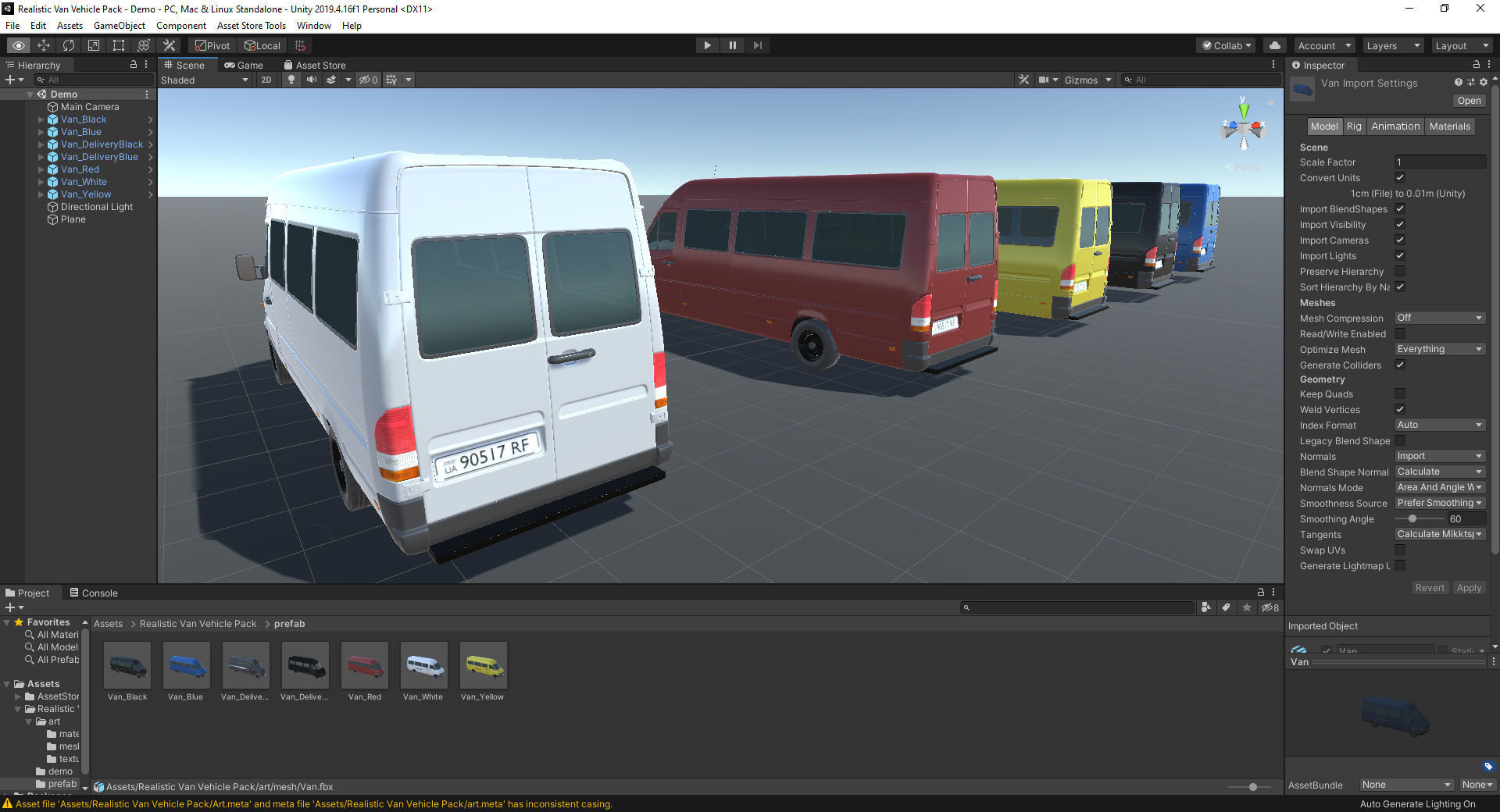 Realistic Van Vehicle Pack for Unity Low-poly 3D model_4