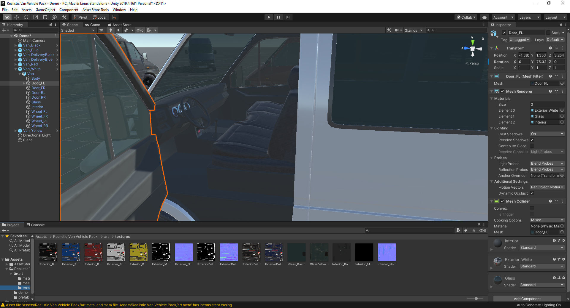 Realistic Van Vehicle Pack for Unity Low-poly 3D model_7