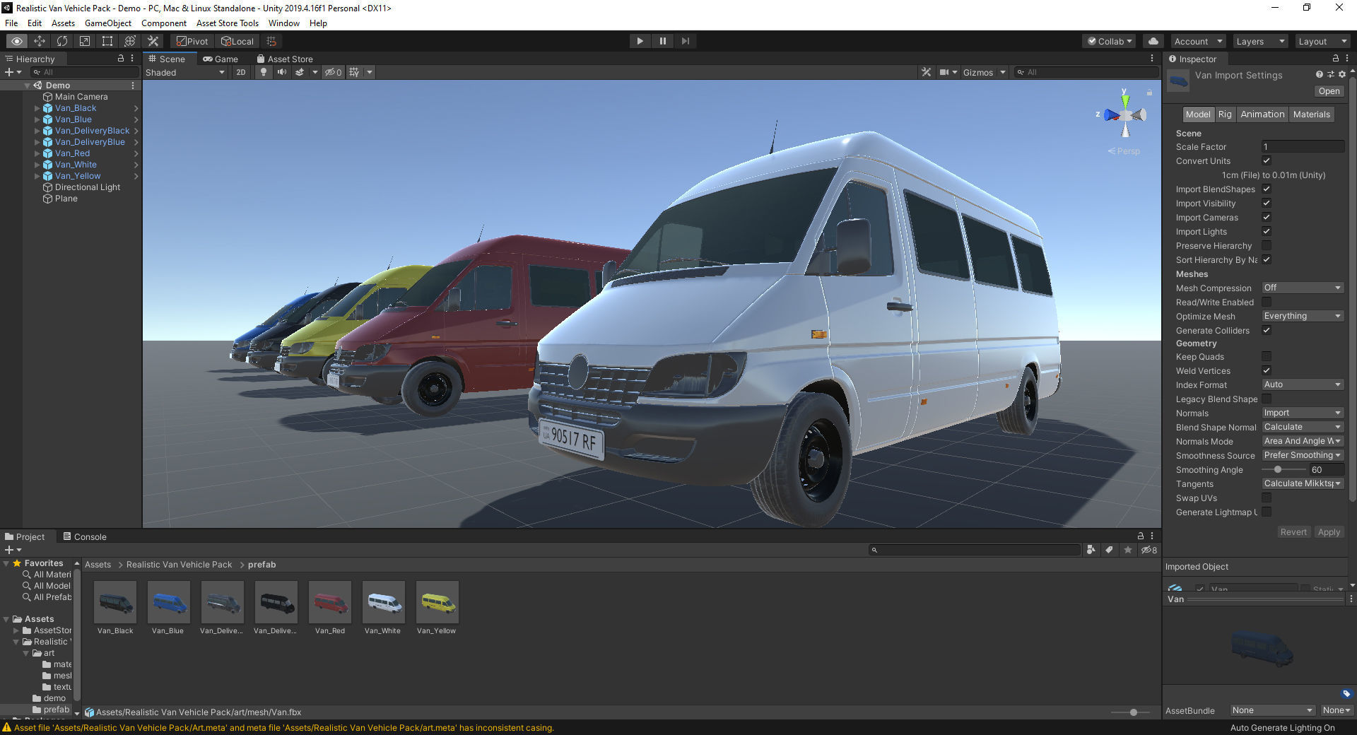 Realistic Van Vehicle Pack for Unity Low-poly 3D model_3