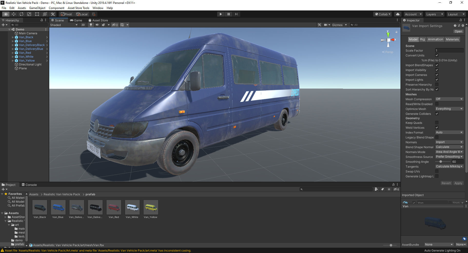 Realistic Van Vehicle Pack for Unity Low-poly 3D model_2