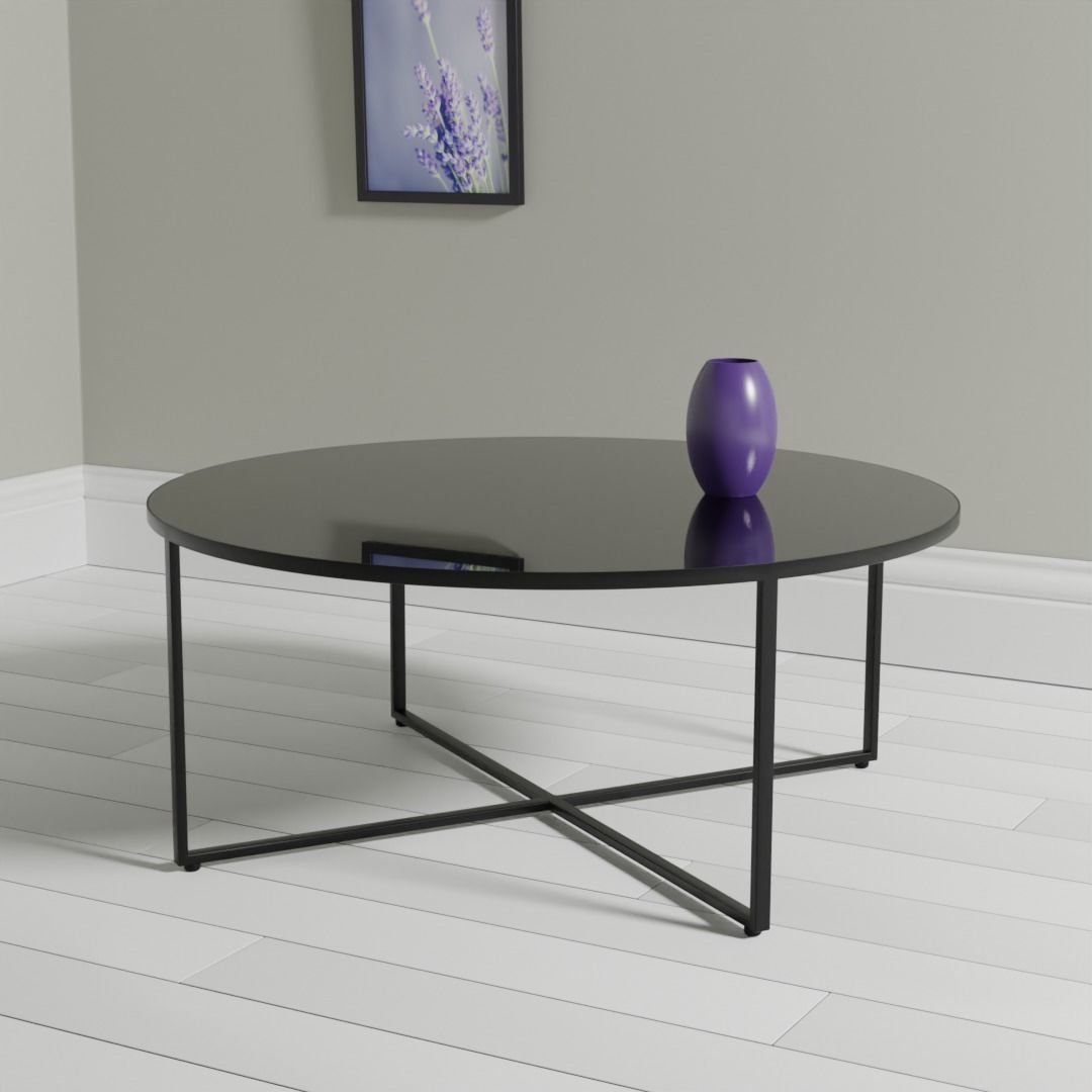 Round Mirrored Coffee Table 3D model_1
