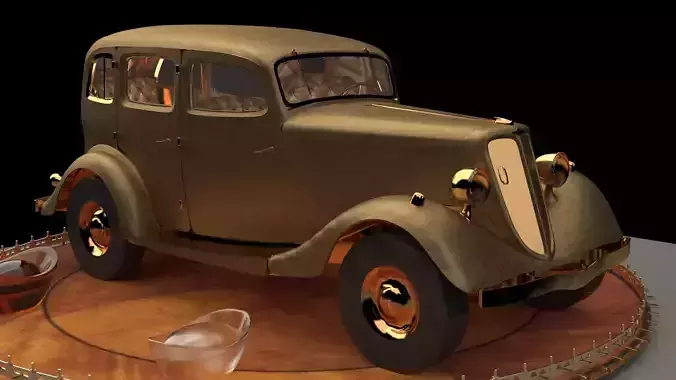 Chinese gold ingot with classic car