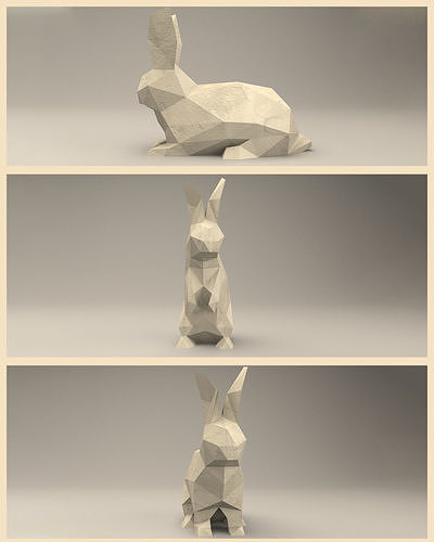 3 Shades of Modern Sculpture of Rabbit Bunny 3D print model