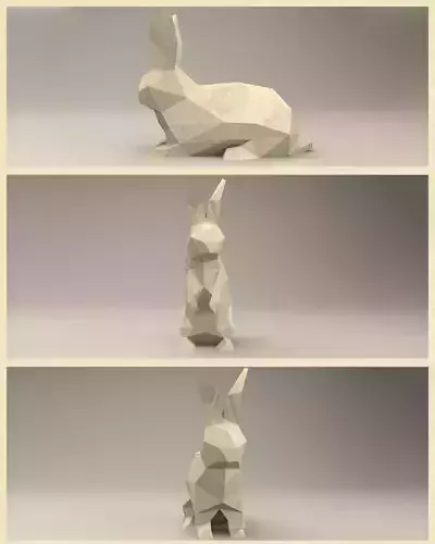 3 Shades of Modern Sculpture of Rabbit Bunny
