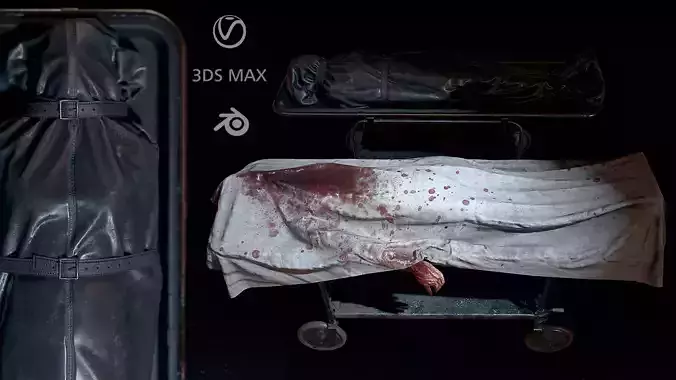 Corpses morgue  Bodybags Pbr Hq Low-poly 3D model