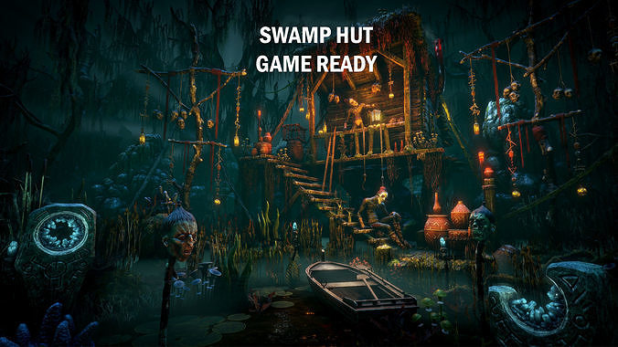 Swamp hut Low-poly 3D model