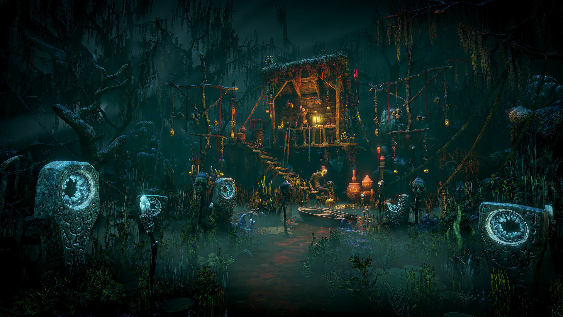 Swamp hut Low-poly 3D model_2