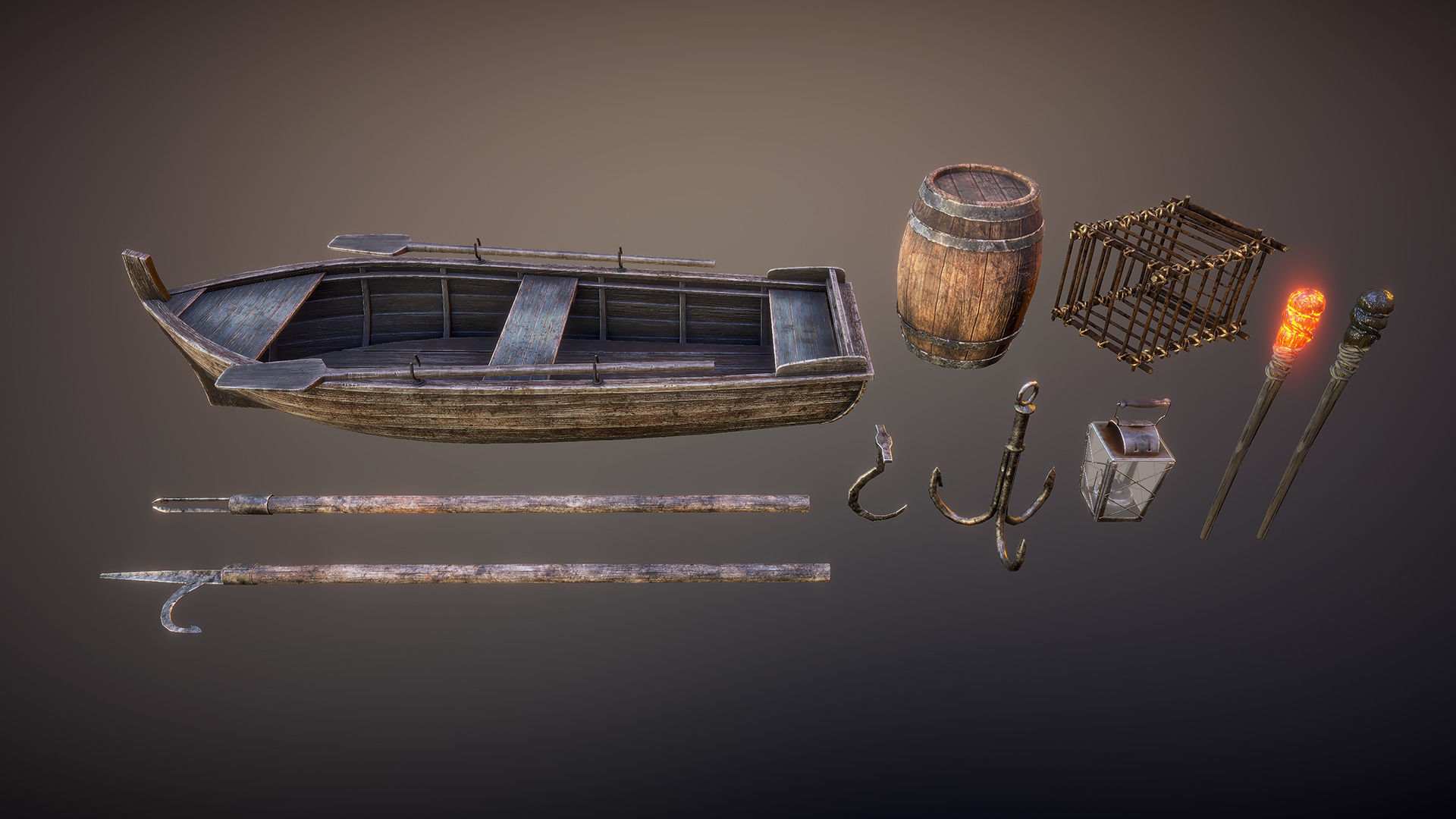 Swamp hut Low-poly 3D model_12